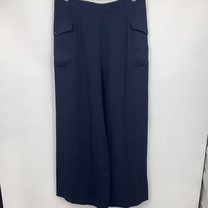 VOA womens XXL pants high rise wide leg flowy‎ romantic boho pockets blue